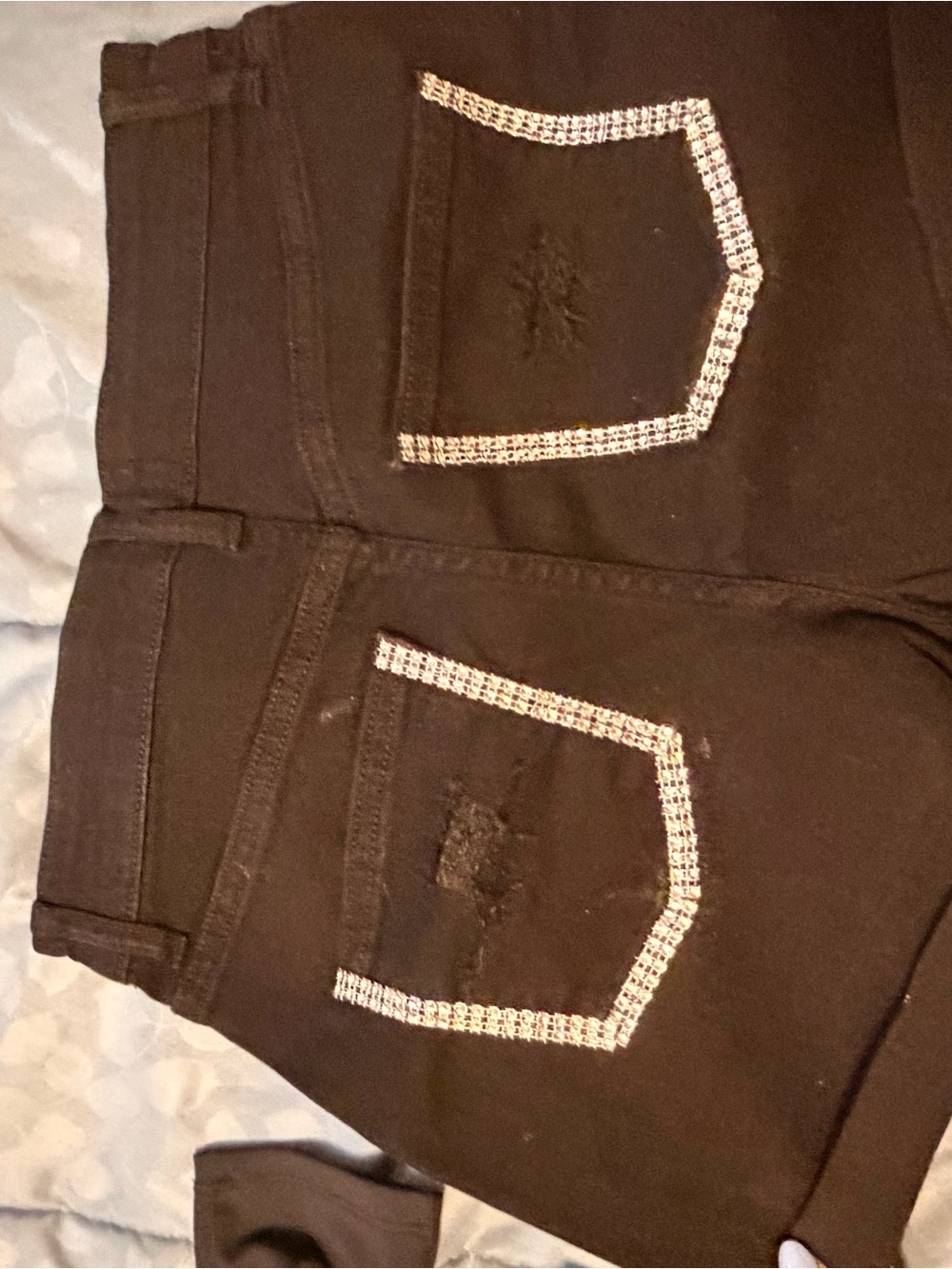 No Boundaries Black Denim Shorts with Rhinestone Fringe
